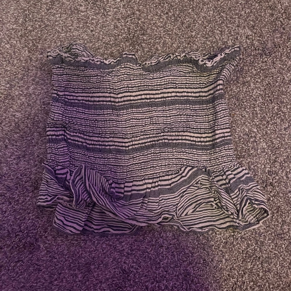 American Eagle navy blue and white striped tube top